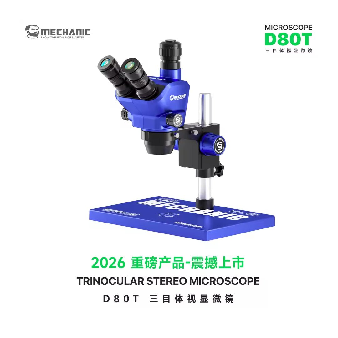 8-80X High-Power Trinocular Stereo Microscope with Big Base for PCB Repair