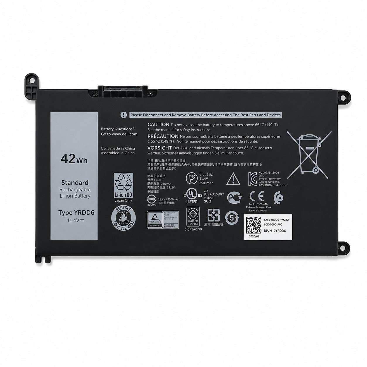 Dell Inspiron 5485, 5493, 5584, 5590, Vostro 5481, 5581, 5490, VM732, YRDD6 Laptop Battery