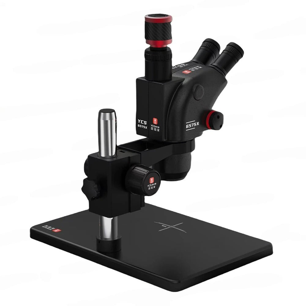 YCS 6575X 6.5-75X Continuous Zoom Trinocular Stereo Microscope with Big Base