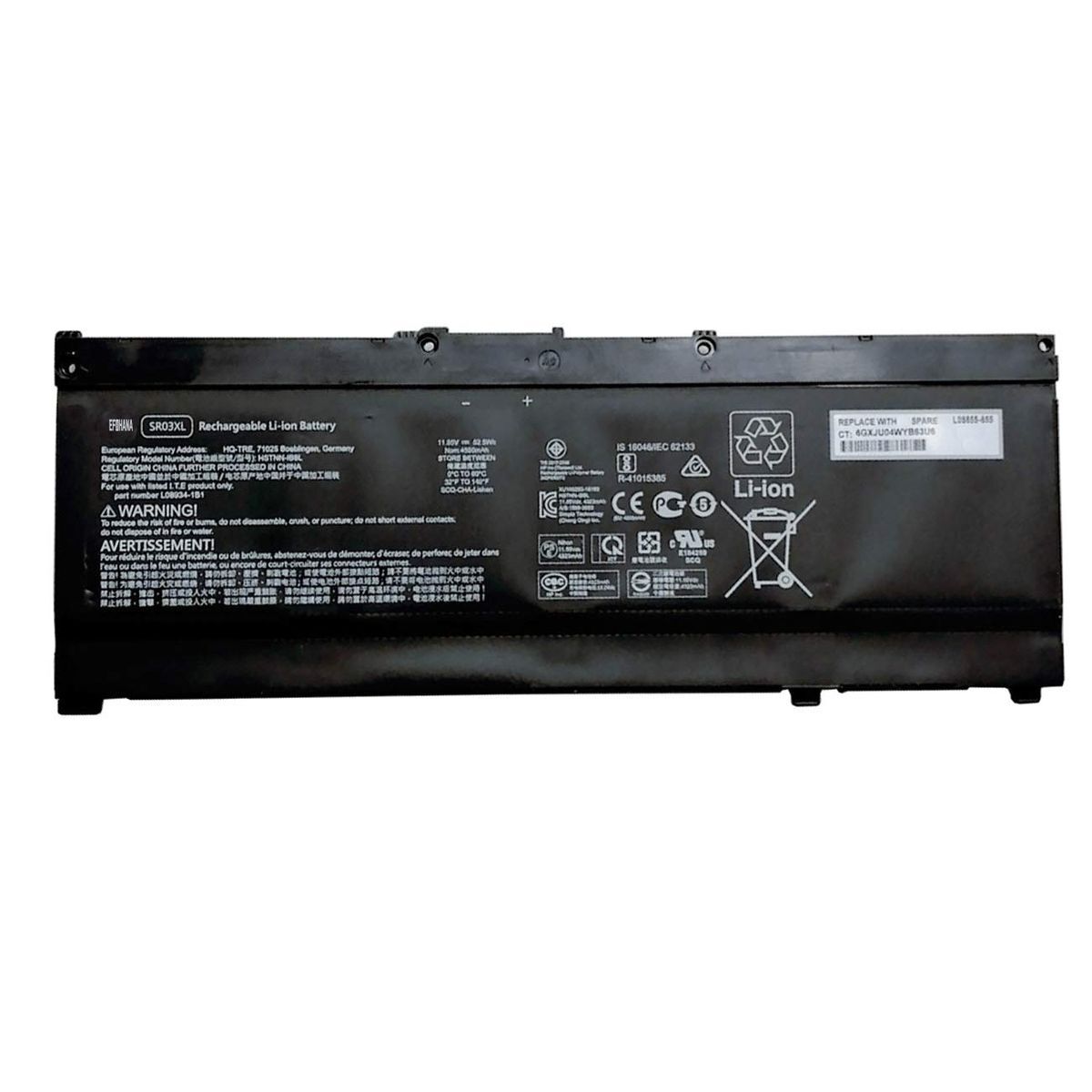 HP ABT-HPTF03 SR03 SR03XL, SR03052XL, HSTNN-DB8Q, L08934-2C1, Replacement battery