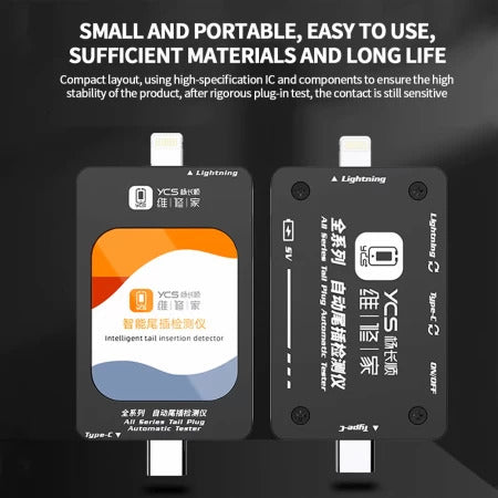 YCS 2nd Generation Lightning / Type-C Full Range Automatic Tail Plug Tester for iPhone / Android