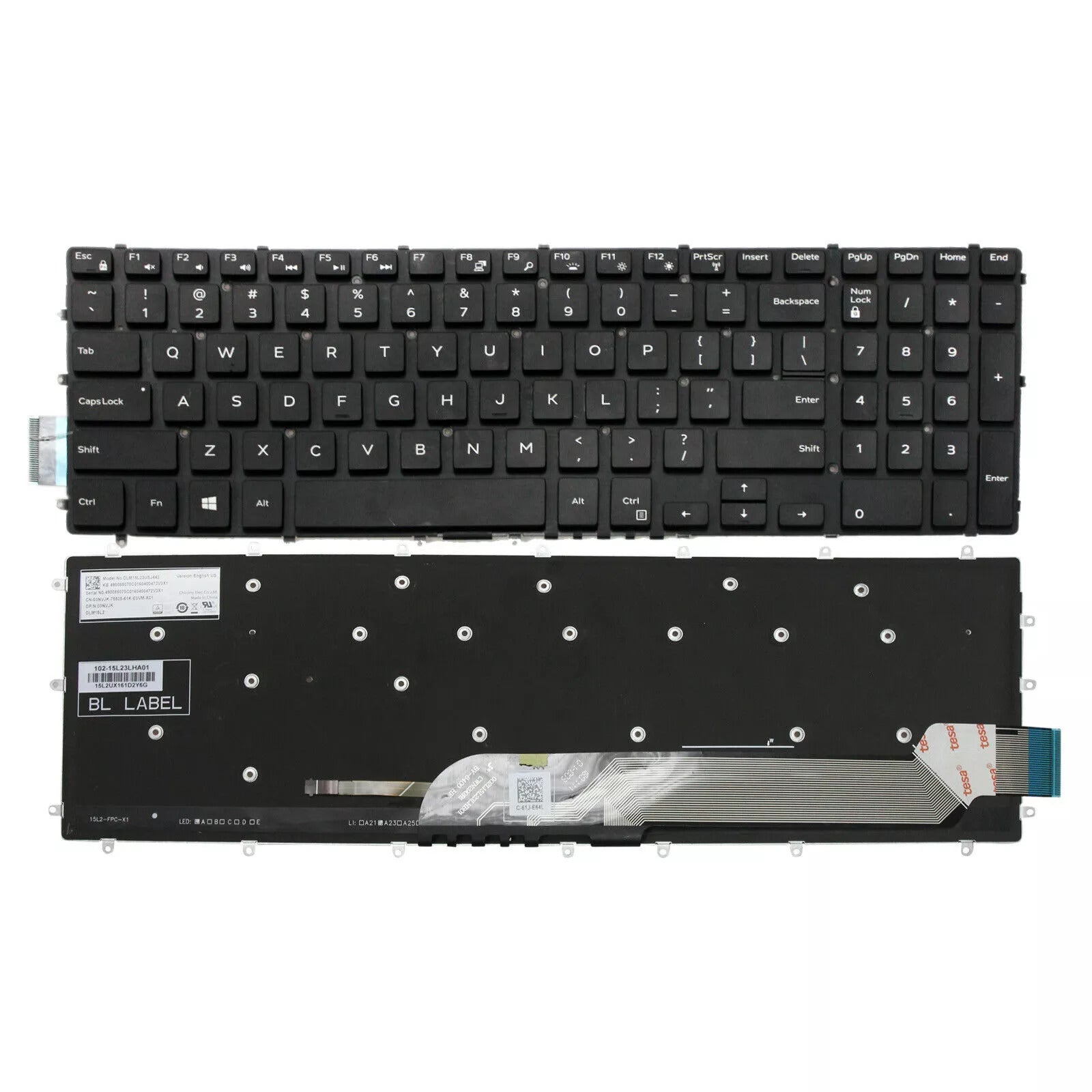 Dell Inspiron 15 Gaming, 15-7566, 15 5567, 5565, 17 7000 Series, 17-7778, 17-7779, 03NVJK, 0TX7F9, No Frame, Laptop Keyboard Black