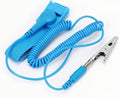 Adjustable Anti-Static Wrist Strap, Blue PVC with Conductive Sand, 1.6 Metres Wired ESD Bracelet, Alligator Clip Ground Connection