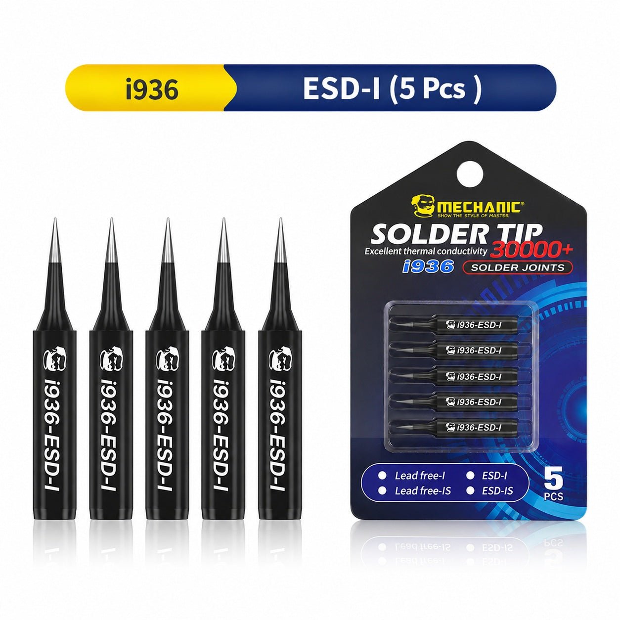 Mechanic i936 ESD-I Lead-free / Anti-static Thermostatic Soldering Iron Tip Set (5 PCS)
