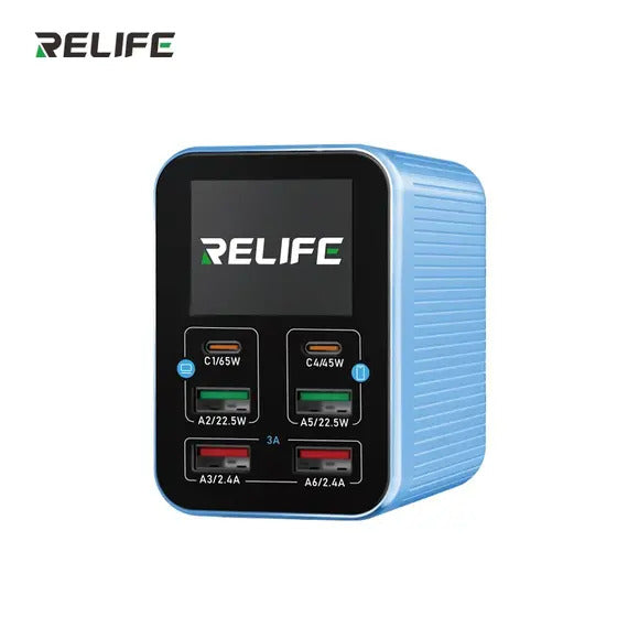 6-Port Dual PD + QC Smart Colour Screen Fast Charger with Smart Sleep Mode