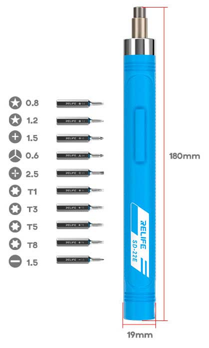 Precision Wireless Electric Screwdriver with 10 Screwdriver Bits - Blue
