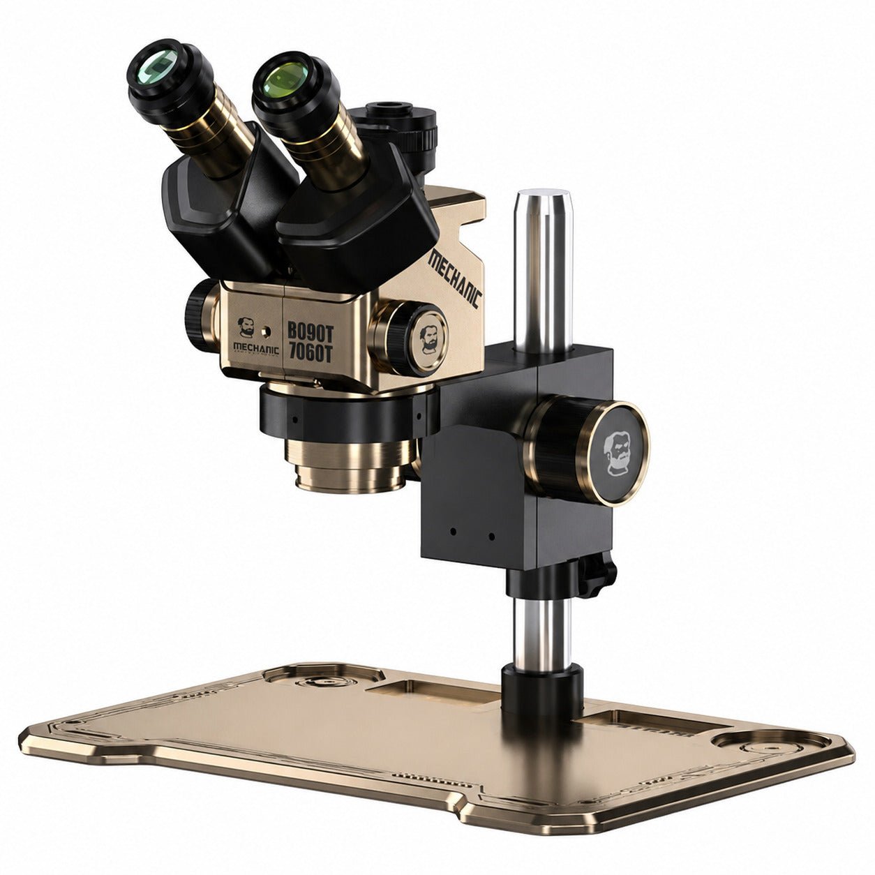 7-60X HD Continuous Zoom Trinocular Microscope with Aluminum Alloy Big Base