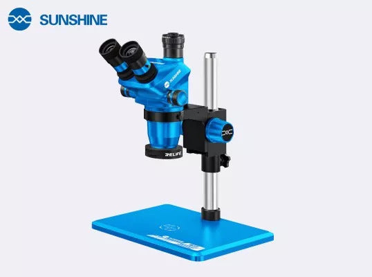 6.5-55X Continuous / Fixed Zoom Conversion Trinocular Microscope with Big Base(BLUE-BLACK)
