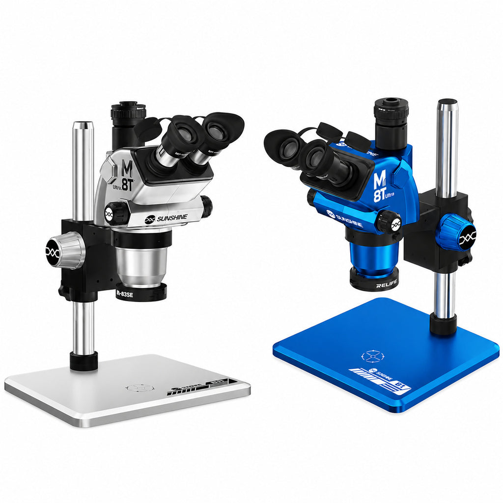 Sunshine M8T Ultra-B11 6-72X Synchronous Zoom Trinocular Stereo Microscope with B11 Big Base (BLUE)