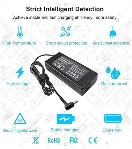 90W Laptop Replacement Charger for Sony Laptops, 19.5V 4.7A, 6.5x4.4mm Pin, Black, Complete Kit With Power Cord