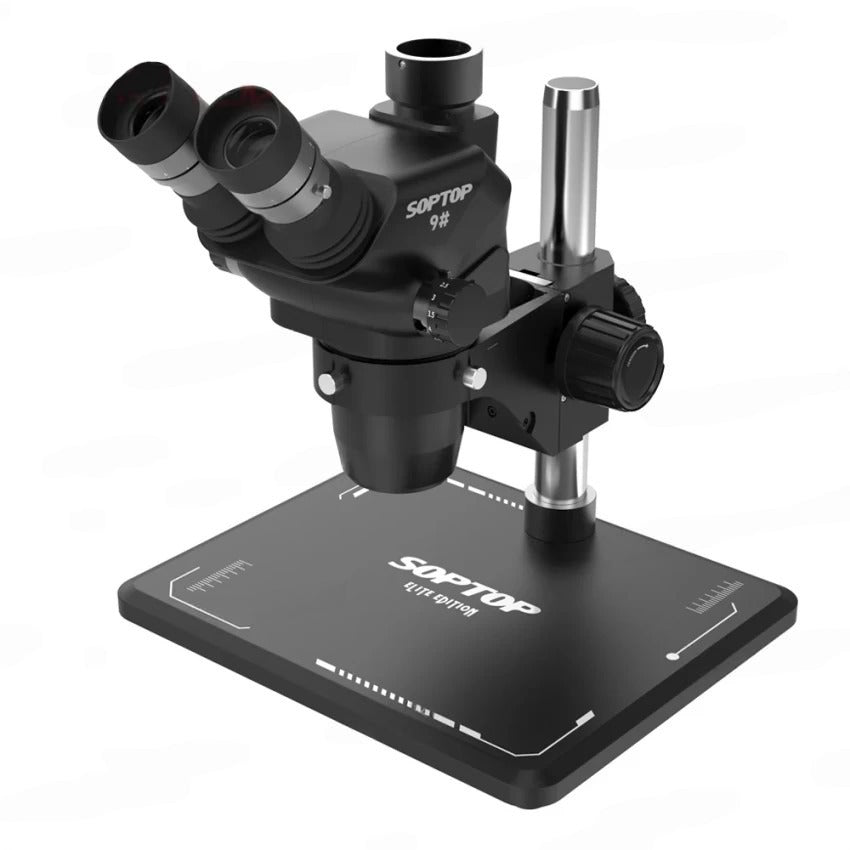Soptop 9# 6.7-4.5X 150mm 360° Adjustable Trinocular Microscope with Aluminum Alloy Big Base