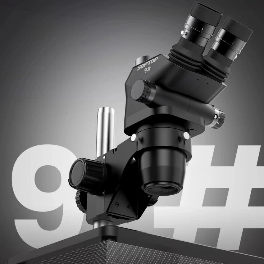 Soptop 9# 6.7-4.5X 150mm 360° Adjustable Trinocular Microscope with Aluminum Alloy Big Base