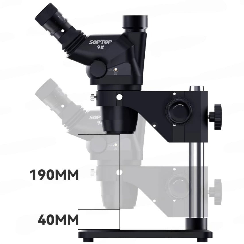 Soptop 9# 6.7-4.5X 150mm 360° Adjustable Trinocular Microscope with Aluminum Alloy Big Base