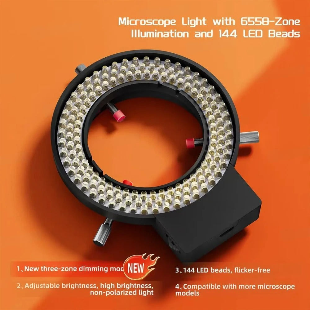 YCS 6558-Zone 144 LEDs Adjustable Brightness Microscope Light with Multi-Zone Lighting System